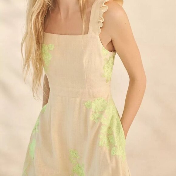 NWT Anthropologie Floral Embroidered Midi Dress Size 2 - Picture 6 of 16